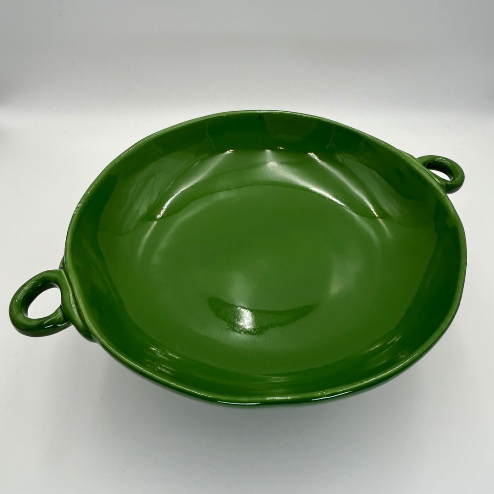 Maioliche Jessica Italy Luxury Green Ceramic Serving Bowl with Handles 13.5 Inch